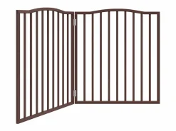 Puerta para perros plegable 2 paneles álamo marrón roble 160 cm^Clicnbuy Online