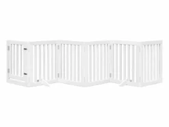 Puerta para perros plegable 3 paneles madera álamo blanca 300cm^Clicnbuy Online