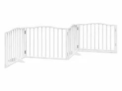 Clicnbuy Puerta para perros plegable 4 paneles madera álamo blanca 320cm Blanco New