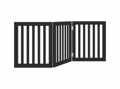 Clicnbuy Seguridad Para Mascotas|Puerta para perros plegable 3 paneles madera álamo negra 150 cm