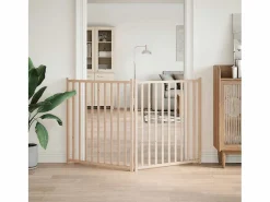 Puerta para perros plegable 2 paneles madera de abeto 160 cm^Clicnbuy Online