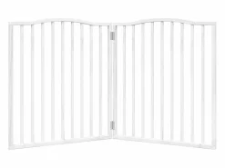Clicnbuy Puerta para perros plegable 2 paneles madera álamo blanca 160cm Blanco Hot