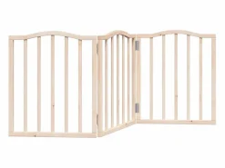 Clicnbuy Seguridad Para Mascotas|Puerta para perros plegable 3 paneles madera de álamo 150 cm