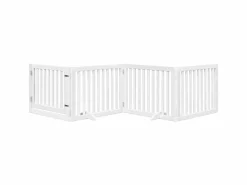 Puerta para perros plegable 4 paneles madera álamo blanca 320cm^Clicnbuy Hot