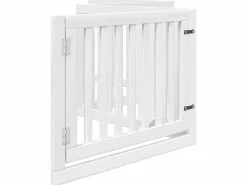 Puerta para perros plegable 4 paneles madera álamo blanca 320cm^Clicnbuy Hot