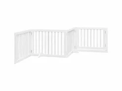 Puerta para perros plegable 4 paneles madera álamo blanca 320cm^Clicnbuy Hot