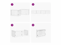 Puerta para perros plegable 4 paneles madera álamo blanca 320cm^Clicnbuy Hot