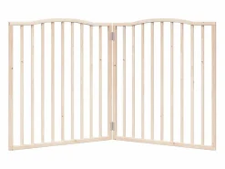 Clicnbuy Puerta para perros plegable 2 paneles madera de álamo 160 cm Marru00f3n