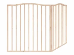 Clicnbuy Puerta para perros plegable 2 paneles madera de álamo 160 cm Marru00f3n