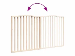 Clicnbuy Puerta para perros plegable 2 paneles madera de álamo 160 cm Marru00f3n