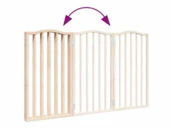 Clicnbuy Puerta para perros plegable 3 paneles madera de álamo 150 cm Marru00f3n Outlet