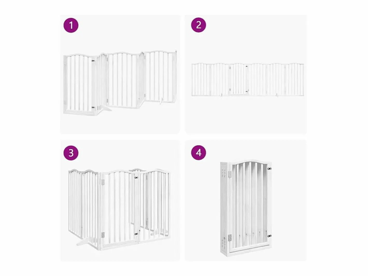 Clicnbuy Puerta para perros plegable 3 paneles madera álamo blanca 300cm Blanco Best