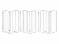 Clicnbuy Puerta para perros plegable 3 paneles madera álamo blanca 300cm Blanco Best