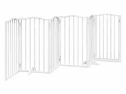 Clicnbuy Puerta para perros plegable 3 paneles madera álamo blanca 300cm Blanco Best