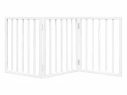 Clicnbuy Seguridad Para Mascotas|Puerta para perros plegable 3 paneles madera álamo blanca 150cm