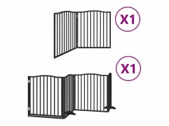 Puerta para perros plegable 6 paneles madera álamo negra 480 cm^Clicnbuy