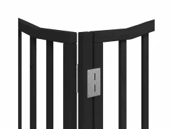 Puerta para perros plegable 6 paneles madera álamo negra 480 cm^Clicnbuy