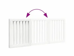 Puerta para perros plegable 3 paneles madera álamo blanca 150cm^Clicnbuy Sale