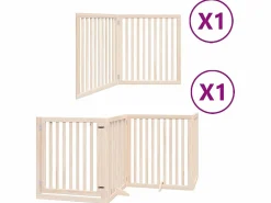 Clicnbuy Puerta para perros plegable 6 paneles madera de álamo 480 cm Marru00f3n Hot