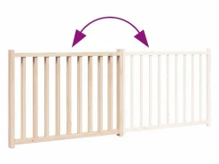 Clicnbuy Seguridad Para Mascotas|Puerta para perros plegable 2 paneles madera de abeto 160 cm