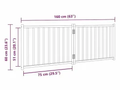 Clicnbuy Seguridad Para Mascotas|Puerta para perros plegable 2 paneles madera de abeto 160 cm