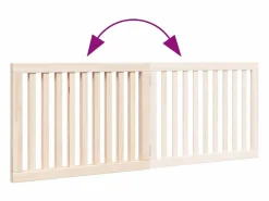 Clicnbuy Puerta para perros plegable de 2 paneles, 160 cm, madera de álamo Marru00f3n Discount