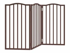 Clicnbuy Seguridad Para Mascotas|Puerta para perros plegable 3 paneles álamo marrón roble 150 cm