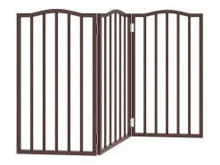 Clicnbuy Seguridad Para Mascotas|Puerta para perros plegable 3 paneles álamo marrón roble 150 cm
