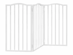 Clicnbuy Seguridad Para Mascotas|Puerta para perros plegable 3 paneles madera álamo blanca 150cm