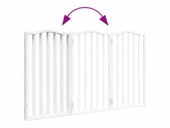 Clicnbuy Seguridad Para Mascotas|Puerta para perros plegable 3 paneles madera álamo blanca 150cm