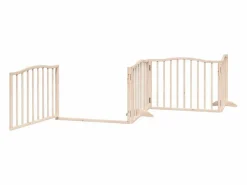 Clicnbuy Puerta para perros plegable 8 paneles madera de álamo 640 cm Marru00f3n
