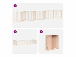 Puerta para perros plegable 10 paneles madera de álamo 800 cm^Clicnbuy Discount