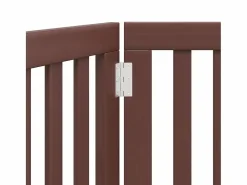 Clicnbuy Puerta para perros plegable 3 paneles madera álamo marrón 150cm Marru00f3n Clearance