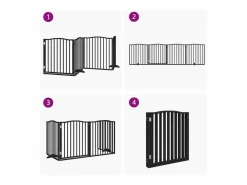 Clicnbuy Seguridad Para Mascotas|Puerta para perros plegable 4 paneles madera álamo negra 320 cm