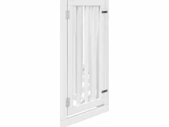 Puerta para perros plegable 3 paneles madera álamo blanca 300cm^Clicnbuy Online