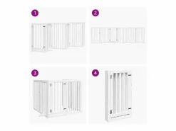 Puerta para perros plegable 3 paneles madera álamo blanca 300cm^Clicnbuy Online