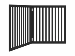 Clicnbuy Puerta para perros plegable 2 paneles madera álamo negra 160 cm Negro Best