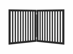 Clicnbuy Puerta para perros plegable 2 paneles madera álamo negra 160 cm Negro Best