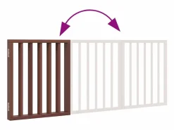 Clicnbuy Puerta para perros plegable 3 paneles madera álamo marrón 150cm Marru00f3n Clearance
