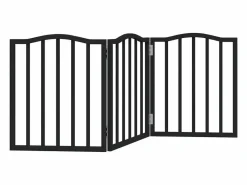 Clicnbuy Seguridad Para Mascotas|Puerta para perros plegable 3 paneles madera álamo negra 150 cm