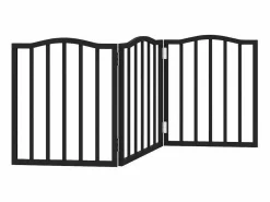 Clicnbuy Seguridad Para Mascotas|Puerta para perros plegable 3 paneles madera álamo negra 150 cm