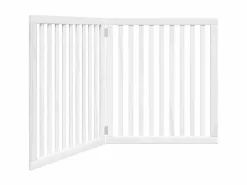Clicnbuy Puerta para perros plegable 2 paneles madera álamo blanca 160cm Blanco Best