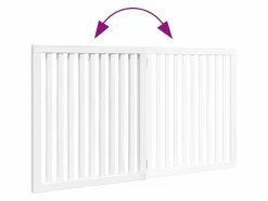 Clicnbuy Puerta para perros plegable 2 paneles madera álamo blanca 160cm Blanco Best