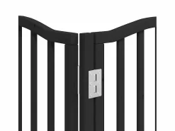 Clicnbuy Seguridad Para Mascotas|Puerta para perros plegable 9 paneles madera álamo negra 450 cm