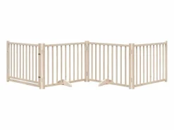 Clicnbuy Puerta para perros plegable 4 paneles madera de abeto 320 cm Marru00f3n Outlet