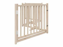 Clicnbuy Puerta para perros plegable 4 paneles madera de abeto 320 cm Marru00f3n Outlet