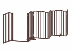 Clicnbuy Seguridad Para Mascotas|Puerta para perros plegable 6 paneles álamo marrón roble 300 cm