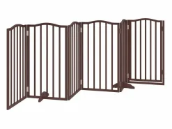 Clicnbuy Seguridad Para Mascotas|Puerta para perros plegable 6 paneles álamo marrón roble 300 cm