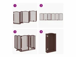 Clicnbuy Seguridad Para Mascotas|Puerta para perros plegable 6 paneles álamo marrón roble 300 cm
