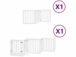 Puerta para perros plegable 9 paneles madera álamo blanca 450cm^Clicnbuy Best